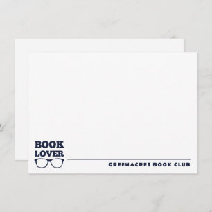 Personalised Navy Blue Book Lover Flat Note Card