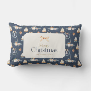 Personalised Navy Blue Christmas Throw Pillow