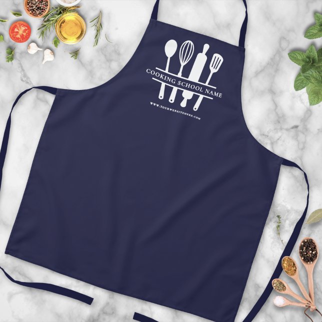 Personalised Navy Blue Culinary Kitchen Cooking Apron (Personalized Navy Blue Culinary Kitchen Cooking Apron )