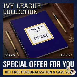 Personalised Navy Blue Gold Preppy Ivy League Notebook