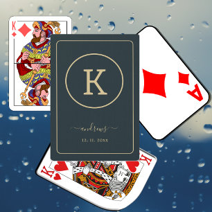 Personalised Navy Blue & Gold Signature Playing Cards