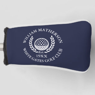 Personalised Navy Blue Golf Club Name Head Cover