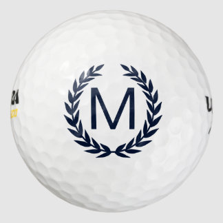 Personalised Navy Blue Laurel Wreath Monogram Golf Balls