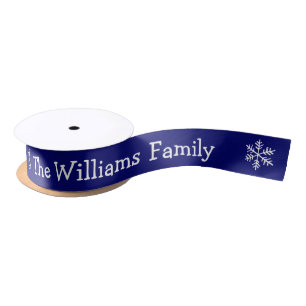 Personalised Navy Blue Merry Christmas Satin Ribbon