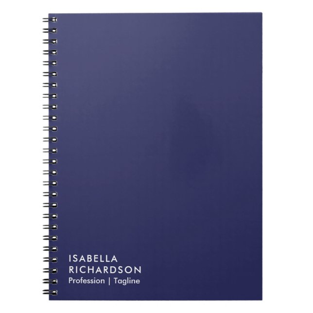 Personalised Navy Blue Minimalist Notebook (Front)