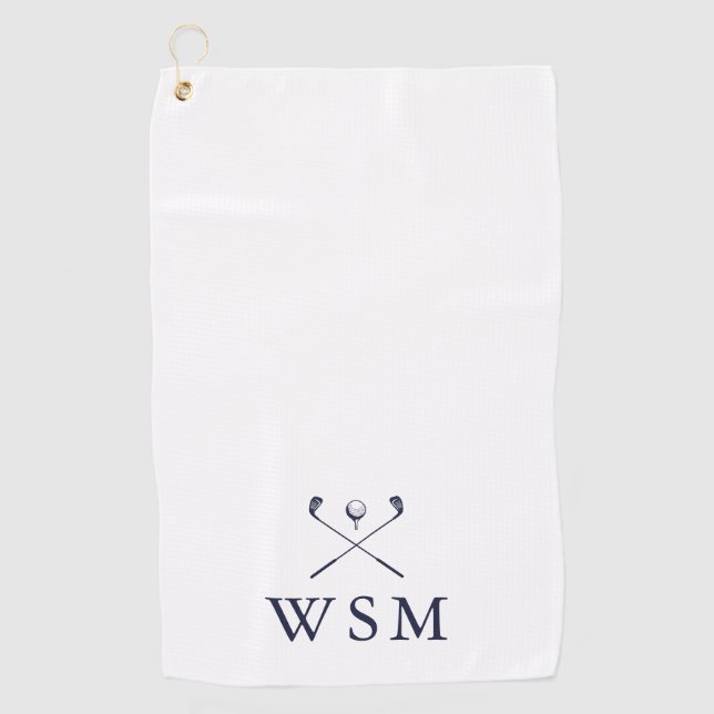 Personalised Navy Blue Monogram Golf Clubs Towel (Front)