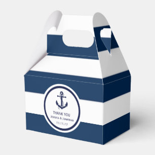 Personalised Navy Blue Nautical Wedding Favour Box