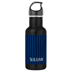 Personalised navy blue pinstripes 532 ml water bottle