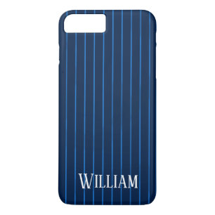 Personalised navy blue pinstripes Case-Mate iPhone case