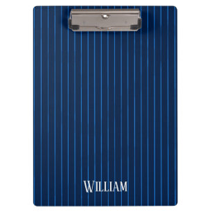 Personalised navy blue pinstripes clipboard