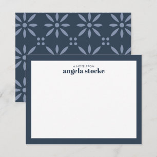 Personalised Navy Blue Retro Flower Card
