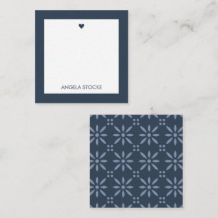 Personalised Navy Blue Retro Flower Card