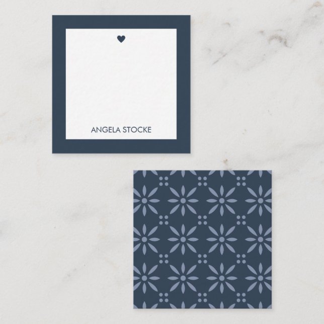 Personalised Navy Blue Retro Flower Card (Front/Back)