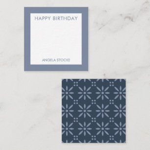 Personalised Navy Blue Retro Flower Card