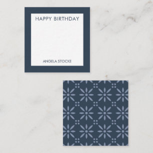 Personalised Navy Blue Retro Flower Card