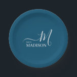 Personalised Navy Blue Signature Family Name  Paper Plate<br><div class="desc">You Can Customise it. Modern And Simple Design,  Black Biege Signature Name Family.</div>