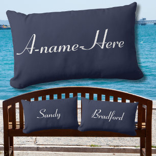 Personalised navy blue solid pillow & white name