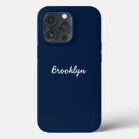 Personalised navy blue white custom script name