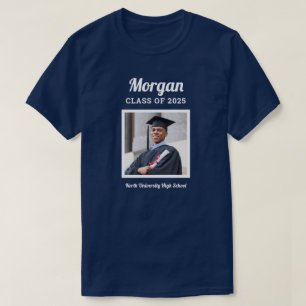 Personalised Navy Class of 2022 Graduation Photo T-Shirt