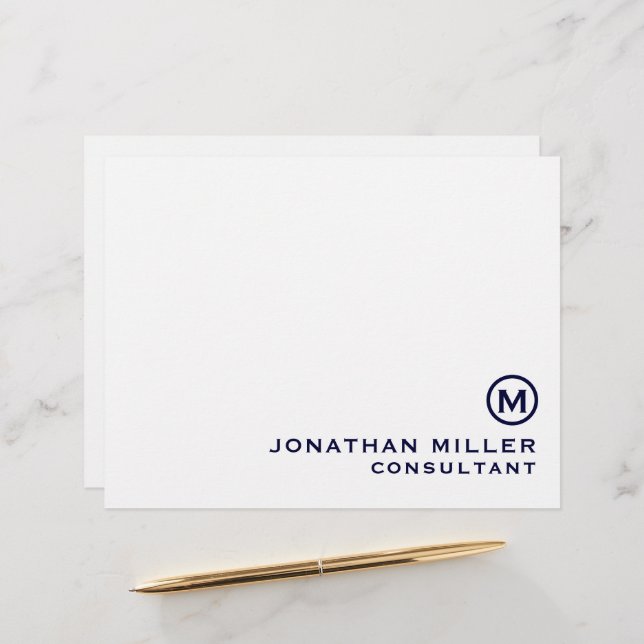Personalised Navy Classic Monogram Custom Letterhead (Front/Back In Situ)