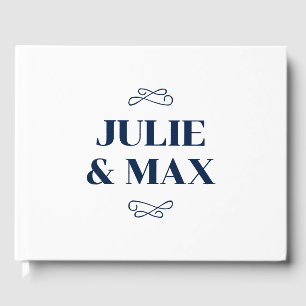 Personalised Navy Flourish Wedding Guest Book