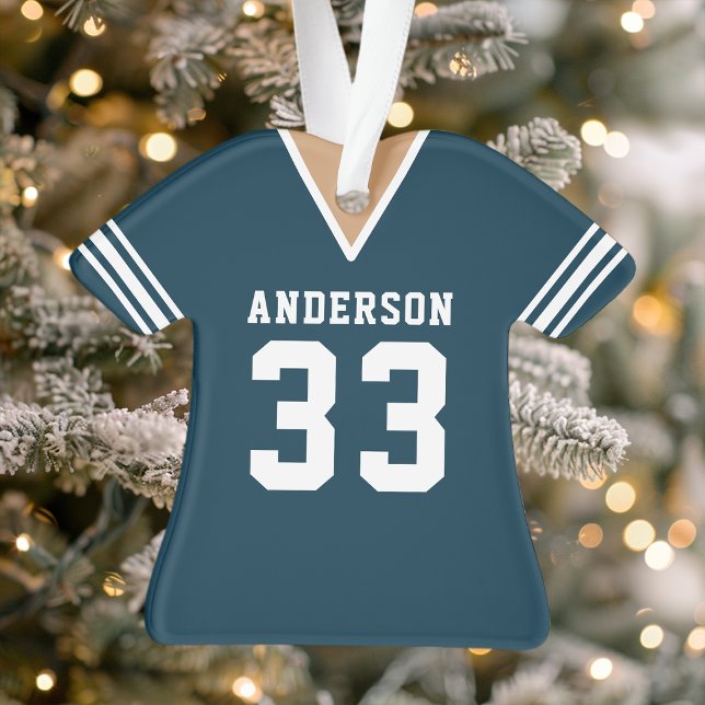 Personalised Navy Football Jersey Ornament (Creator Uploaded)