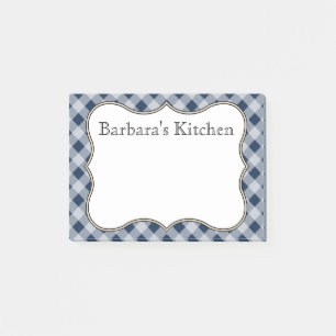 Personalised Navy Gingham Post It Notes