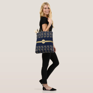 Personalised Navy & Gold Abstract Tote Bag
