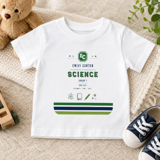 Personalised Navy Green Science School Cover Baby T-Shirt