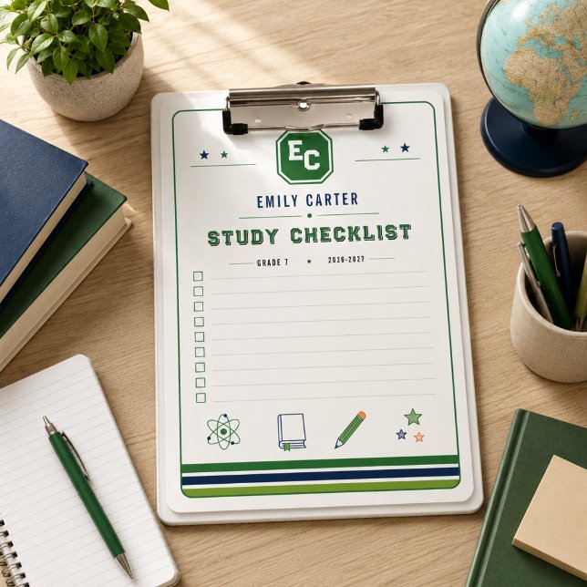 Personalised Navy Green Science School Cover  Clipboard (Personalized Navy Green Science School Cover Clipboard
)