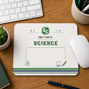 Personalised Navy Green Science School Cover Mouse Pad