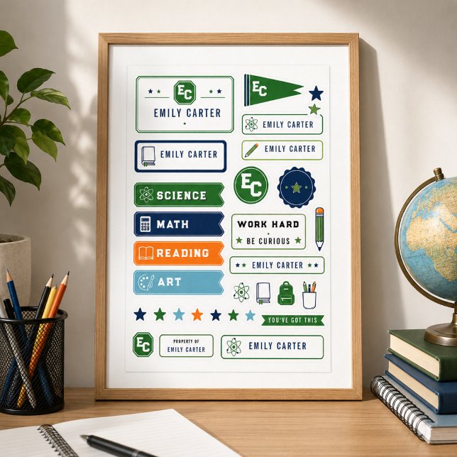 Personalised Navy Green Science School Cover  Poster (Personalized Navy Green Science School Cover Poster
)