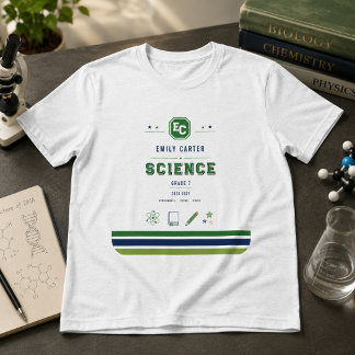 Personalised Navy Green Science School Cover Tri-Blend Shirt