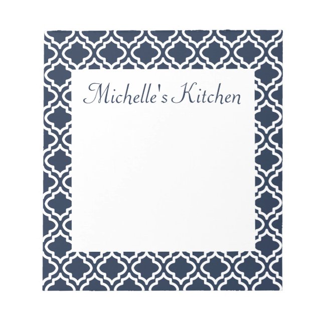 Personalised Navy Kitchen Notepad (Front)