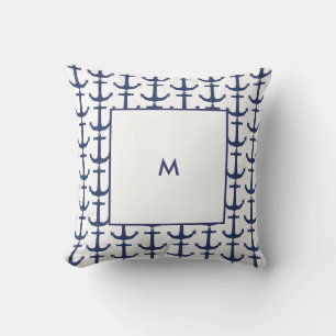 Personalised Navy Nautical Anchor Cushion