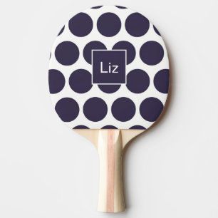 Personalised Navy Polka Dot Ping Pong Paddle