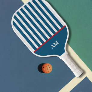 Personalised Navy Red & White Striped Country Club Pickleball Paddle