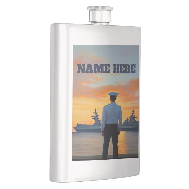 Personalised Navy Sailor Flask (Right)