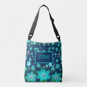 Personalised Navy Turquoise Tropical Tote Bag