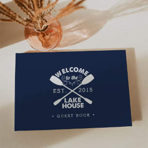 Personalised Navy & White Lake House Guest Book