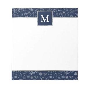 Personalised Navy with Silver Accents Christmas  Notepad