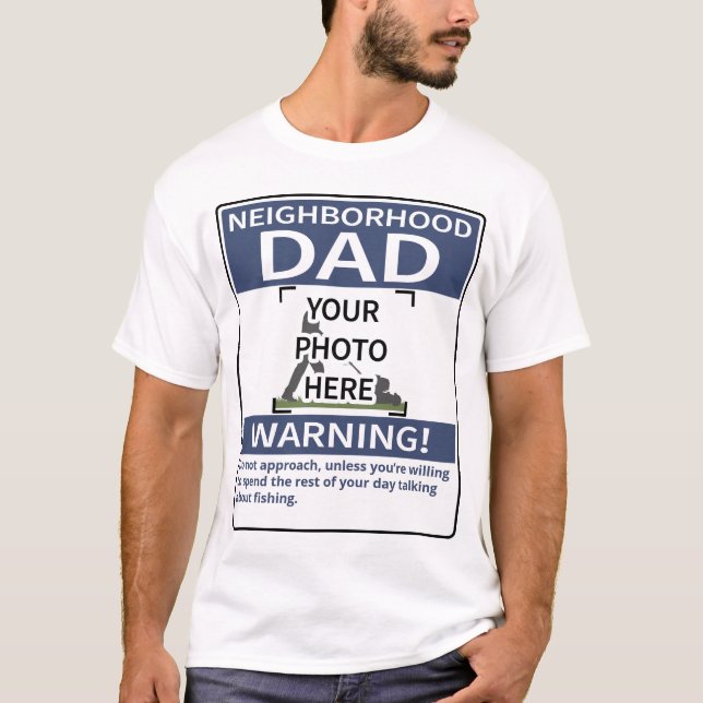 Personalised Neighbourhood Dad Warning Mower Blue T-Shirt (Front)
