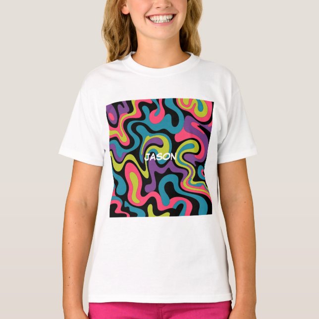 Personalised Neon Abstract Pattern — Retro Design T-Shirt (Front)