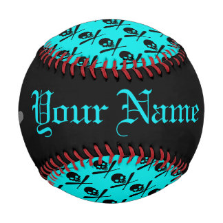 Personalised Neon Baseball Skull and Crossed Bats