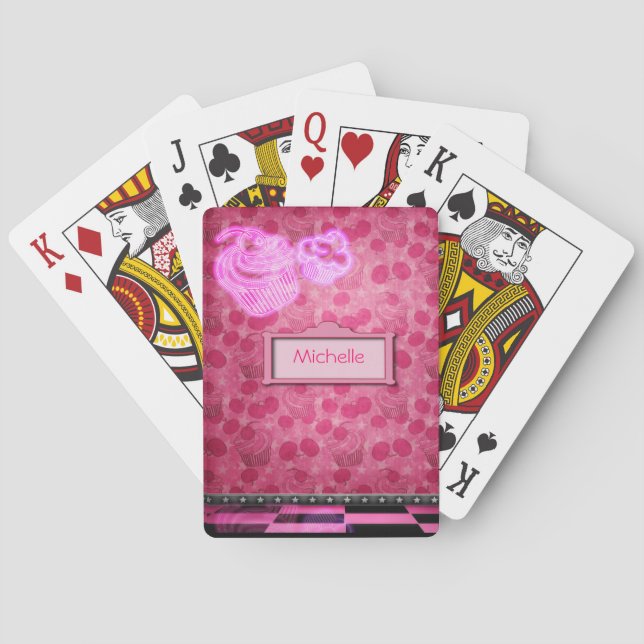 Personalised  Neon Cupcake Playing Cards (Back)