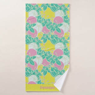 Personalised Neon Modern Bud & Flower Pattern Bath Towel