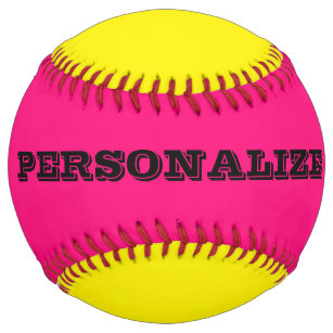 Personalised neon pink and yellow softball gift