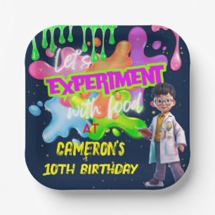 Personalised Neon Science STEM Experiment Square Paper Plate
