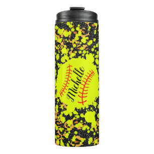 Personalised Neon Softball Thermal Tumbler