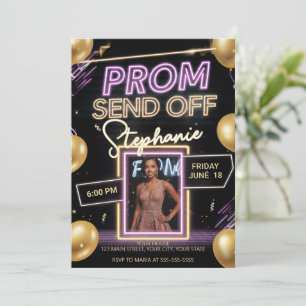 Personalised Neon Vibrant Prom Send Off DIY Photo Invitation
